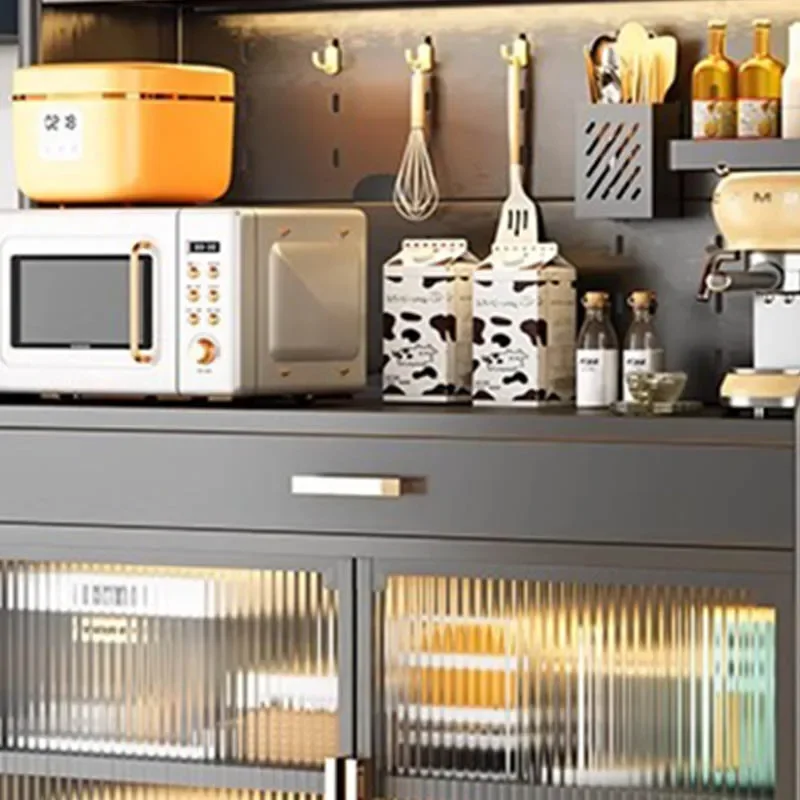Modern Kitchen Cabinet Design Full Folding Corner Storage Multifunctional Microwave Shelf Small Glass Hinged Tilt Out Furniture