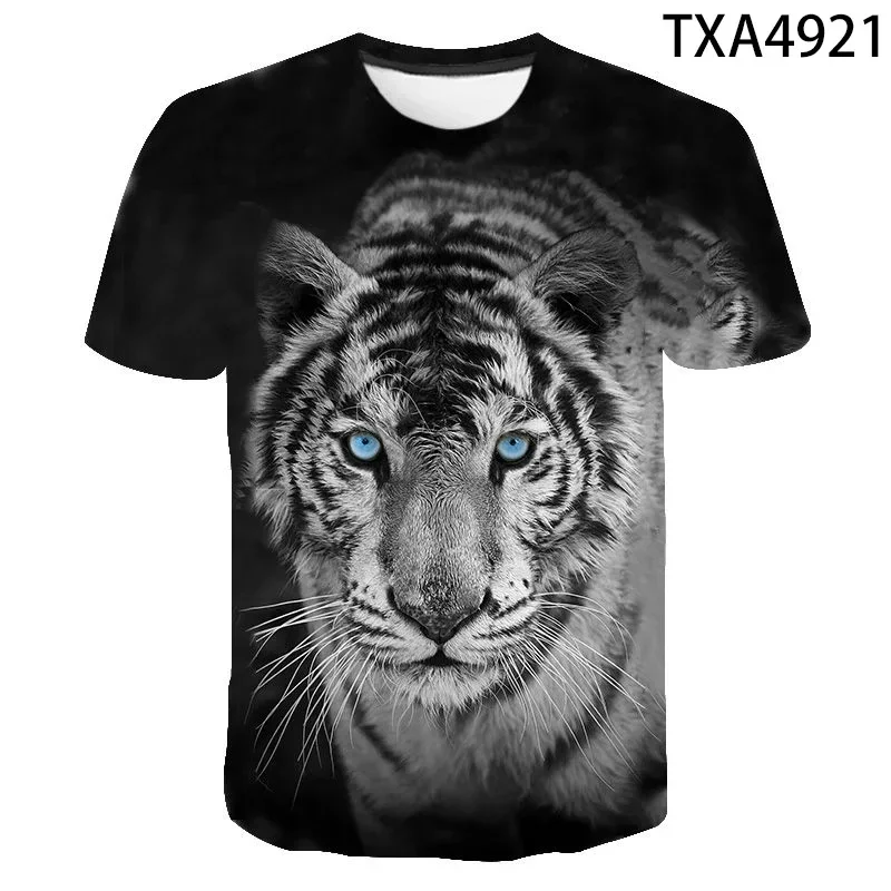 

2024 New Domineering Men's Short Sleeved Animal Tiger 3D Printed Fashionable Street Oversized Quick Drying Sports T-shirt