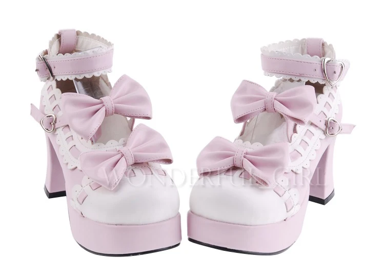 Neue japanische Stil Lolita Schuhe Dienstmädchen Cosplay Mädchen Prinzessin High Heels Damen Schuhe mit Schleife Größe 35-47 7