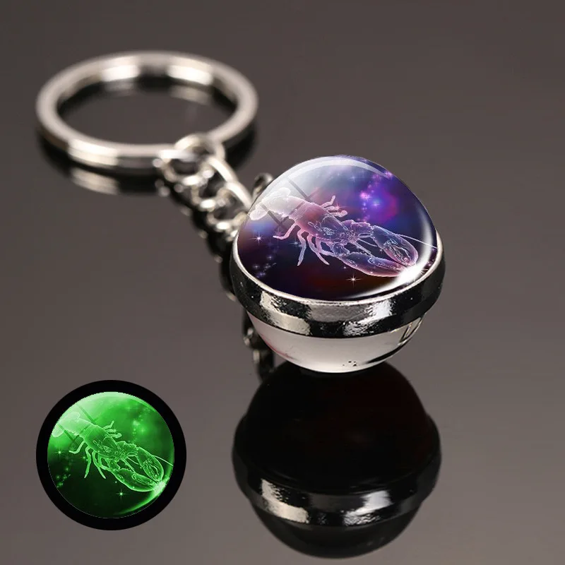 Metal Luminous Crystal Constellation Keychain Pendant