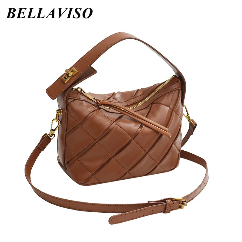 

BellaViso Elegant Women's Soft PU Leather Shoulder Bag Female's Portable Niche Design Summer Bucket Crossbody Bags BLSB-73