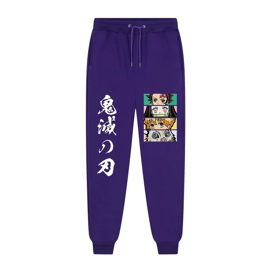 High Quality Fleece Jogging Pants Anime Demon Slayer Eyes Print Anime Print Men's and Women's High Street Sports Pants S-3XL 3