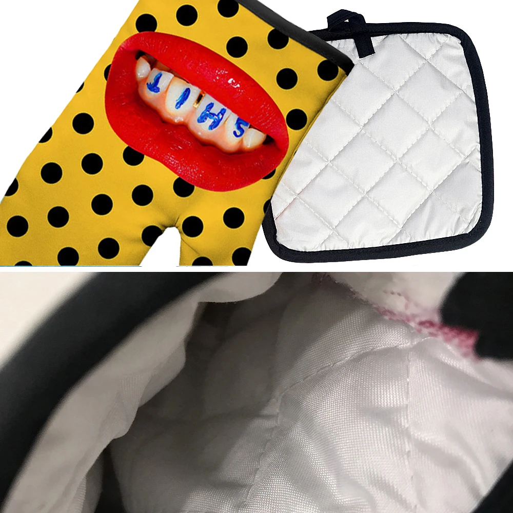 Customize Kitchen Microwave Glove Polyester Oven Mitts Heat Resistant Thermal Anti-heat Take Hot Pot Cooking Baking Gloves Tools kitchen gloves