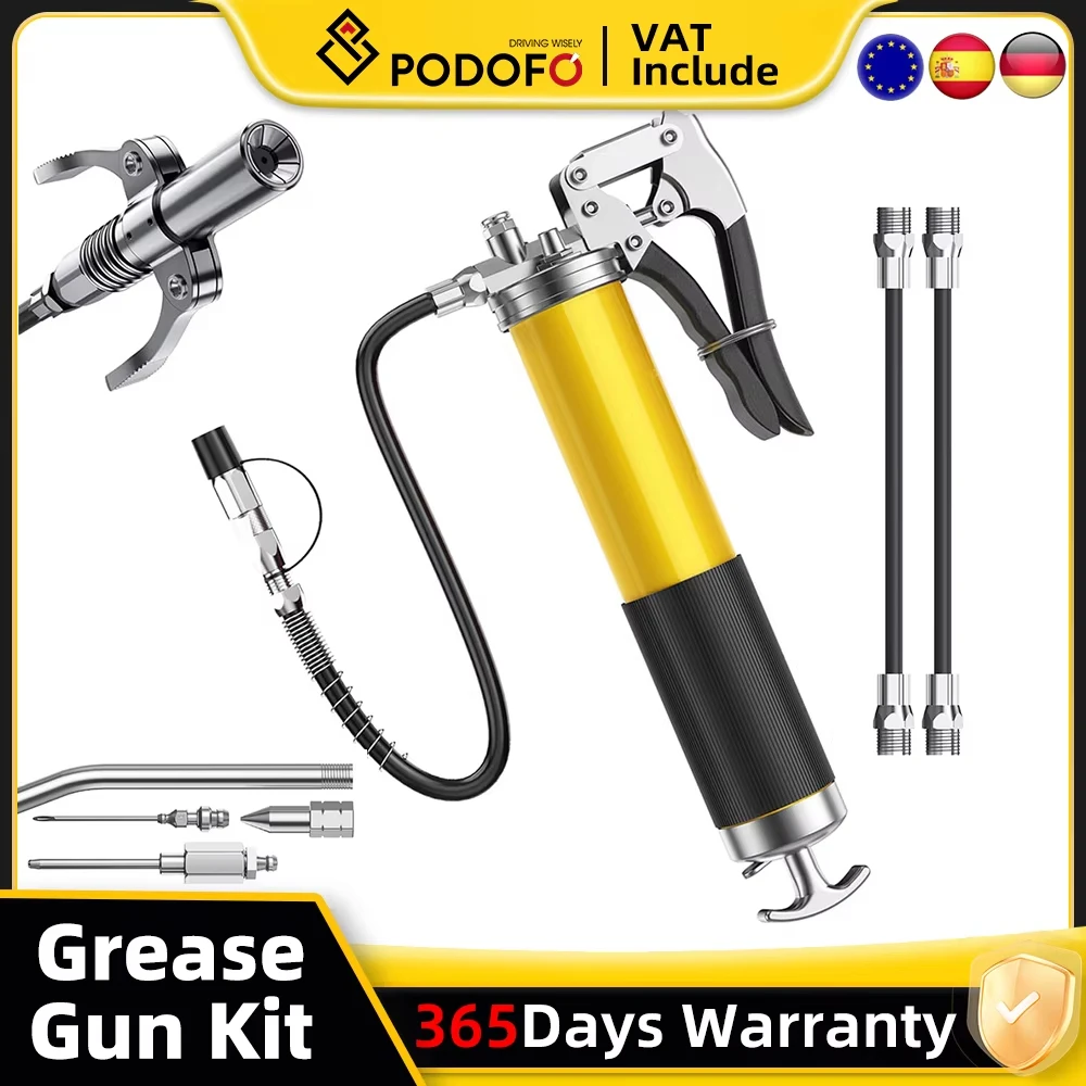 Kit de pistolet à graisse à huile avec 2 Tubes, outil de lubrification manuel pour l'entretien des équipements agricoles industriels automobiles