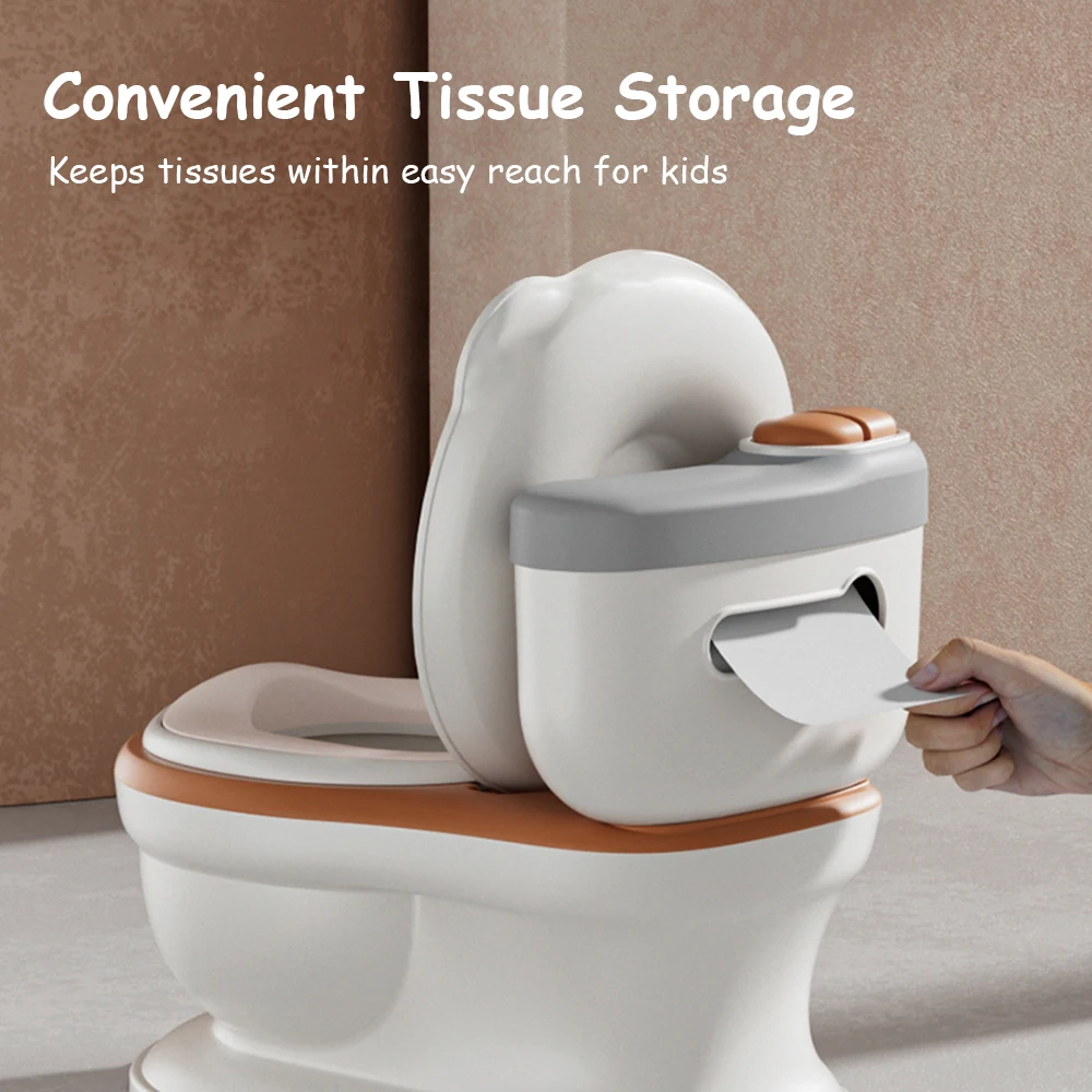 Baby Potty Toilet Seat Realistic Potty Training Seat for Toddlers Boys Girls Soft PU Pad Wipe Storage Music Playing Function images - 6