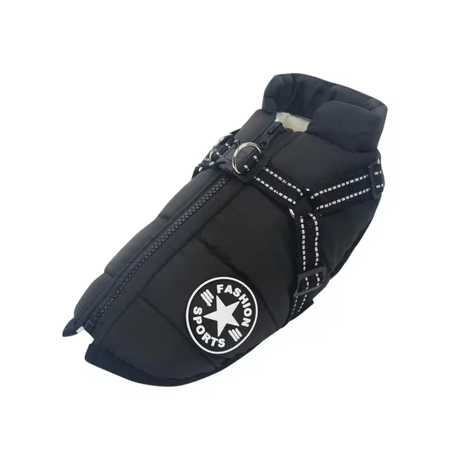 Large Pet Dog Jacket With Harness Winter Warm Dog Clothes For Labrador Waterproof Big Dog Coat Chihuahua French Bulldog Outfits 4