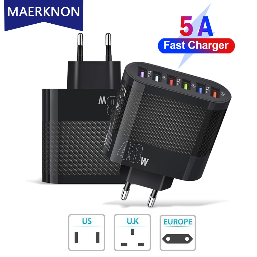 Зарядное устройство 5А для iPhone, быстрая зарядка 3,0 для Samsung, Xiaomi, HUAWEI, oneplus, вилка EU/US/UK, адаптер для зарядки мобильного телефона