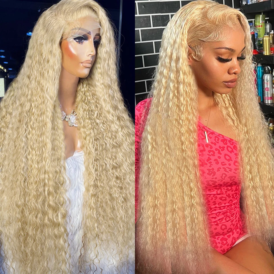 

Blonde 613 Deep Wave Lace Frontal Wig 13x6 Hd Lace Wig Brazilian 13x4 Transparent Lace Front Colored Kinky Curly Wigs Human Hair
