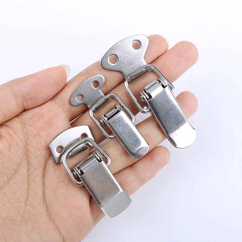 6 Set Stainless Steel Tension Lock Cap Lock Cabinet Boxes Spring Loaded Latch Catch Toggle Hasp Sliding Tool Part High Quality