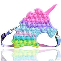 Sac à bandoulière Popper un icorn pour filles, sac à bandoulière, cosmétique, Push Bubble Fidget, jeu sensoriel, anti Stress, jouet à presser 