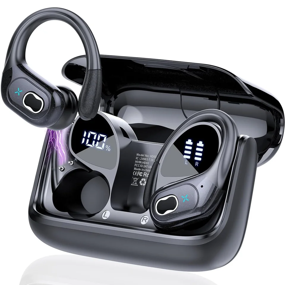 Cuffie Bluetooth 5.3 Con 128 Ore Di Autonomia, Display LED, 4 ENC E Impermeabilità IPX7 – Custodia Con Power Bank Da 2600 MAh E Ricarica Rapida