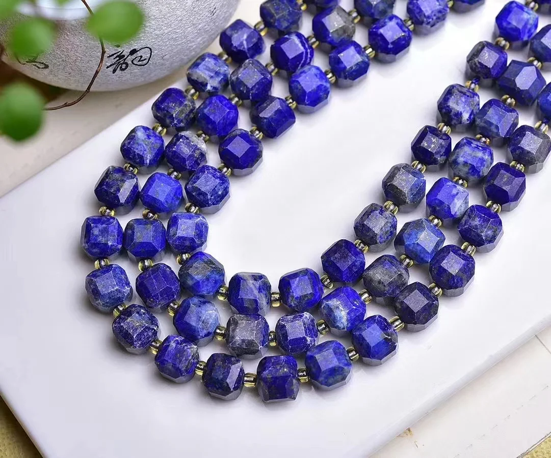 New goods, 8mm high quality lapis lazuli square faceted shape, semi-finished beads