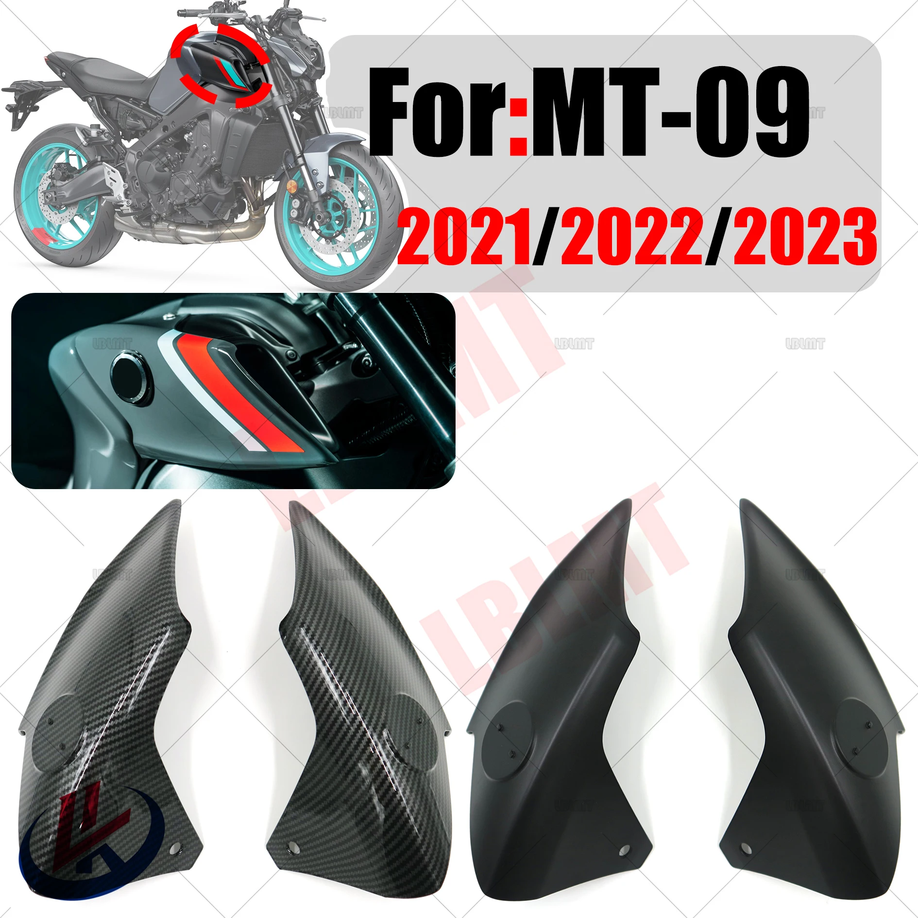 

Motorcycle Gas Tank Side Fairings Air Intake Cover Fairing Panels For YAMAHA FZ-09 MT-09 2021-2023 Tank Cap Shell Protector Cowl