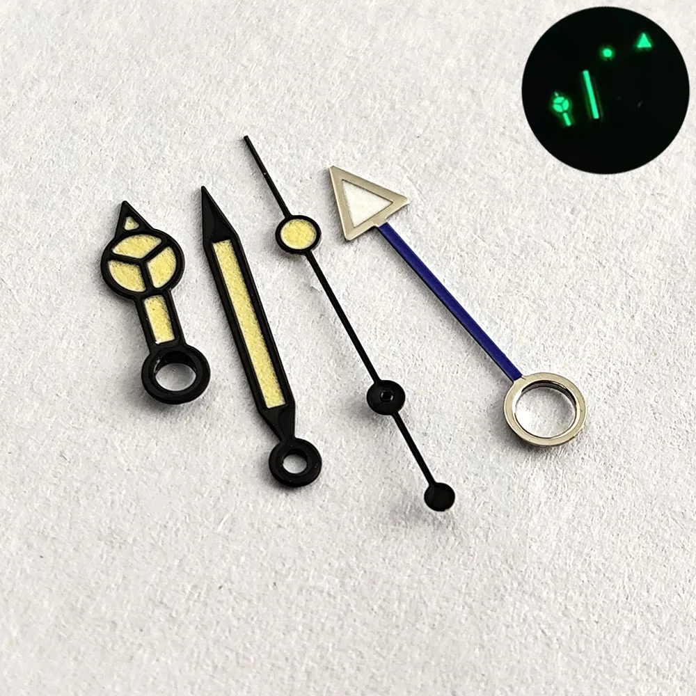 Enhanced GMT Luminous Watch Hands in Blue & Green