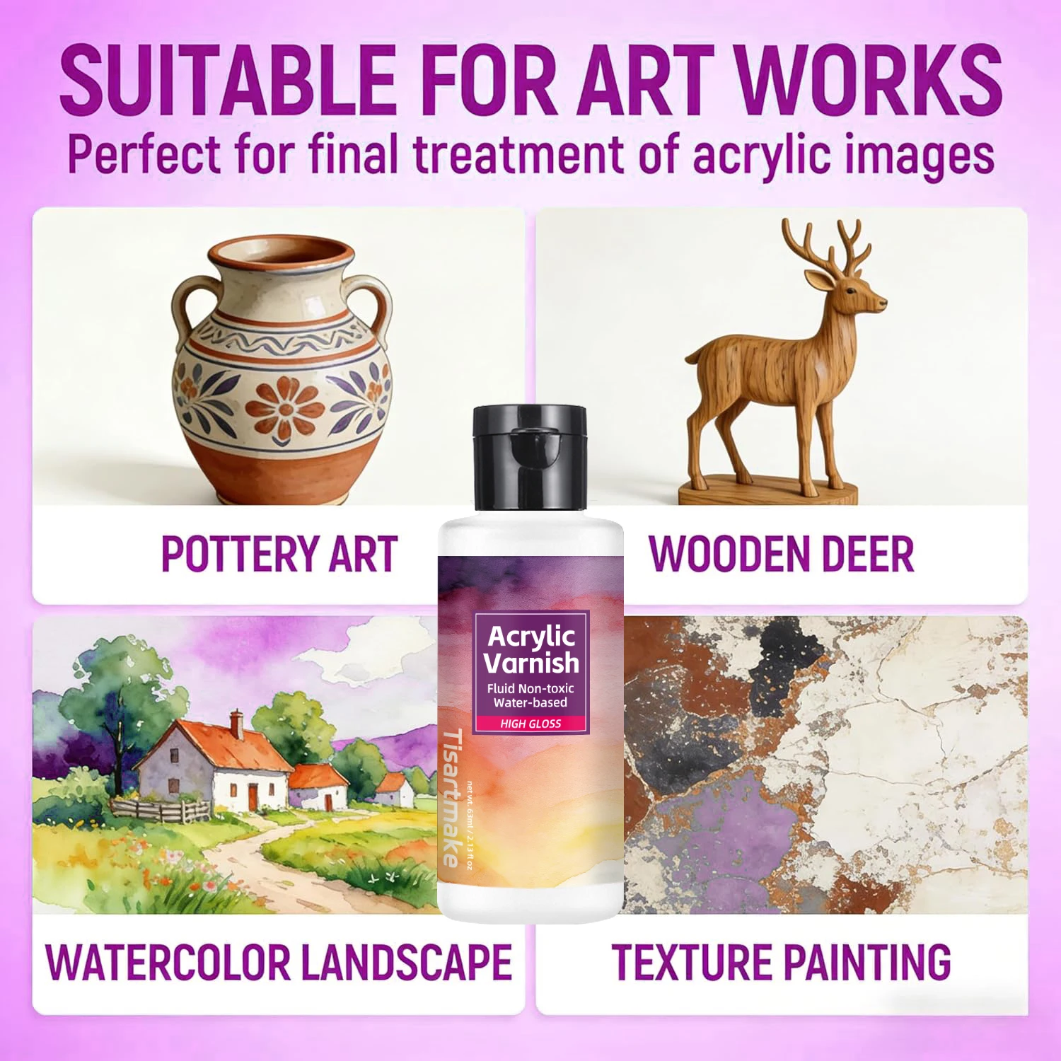High Gloss Clear Varnish for Artwork - Non-Yellowing & Anti-Crazing Finish