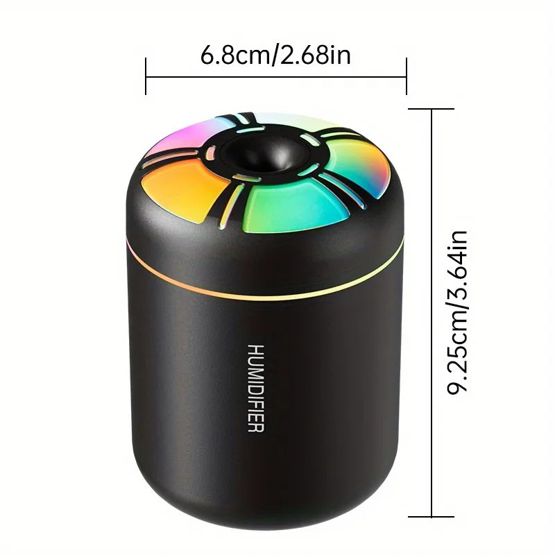 미니 USB 가습기 180ML 아로마 에센셜 오일 디퓨저(자동차 홈 침실용 컬러 조명 포함)