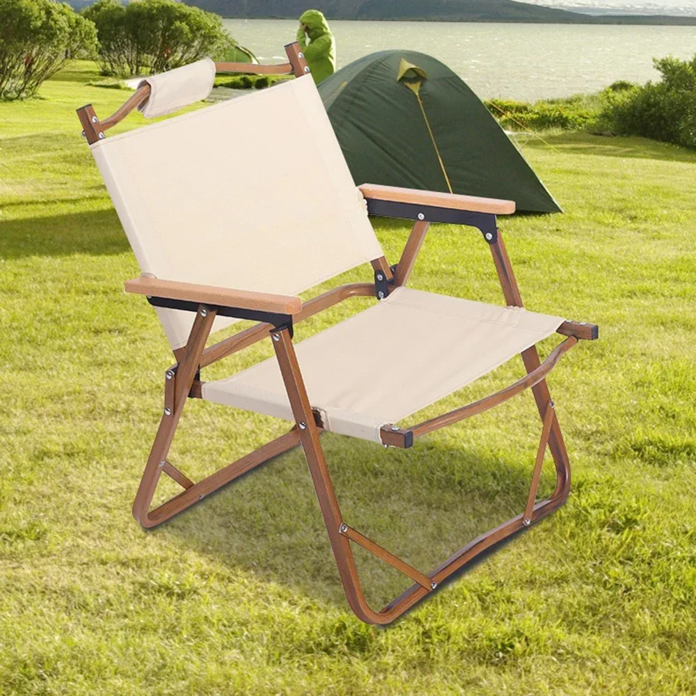 

Portable Outdoor Camping Chair Aluminum Alloy Wood Grain Folding Chair Barbecue Picnic Equipment Lightweight Tourist Chairs