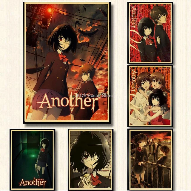 Anime de terror japonês outro cartazes retro papel kraft sakakibara kouichi  misaki mei poster arte da