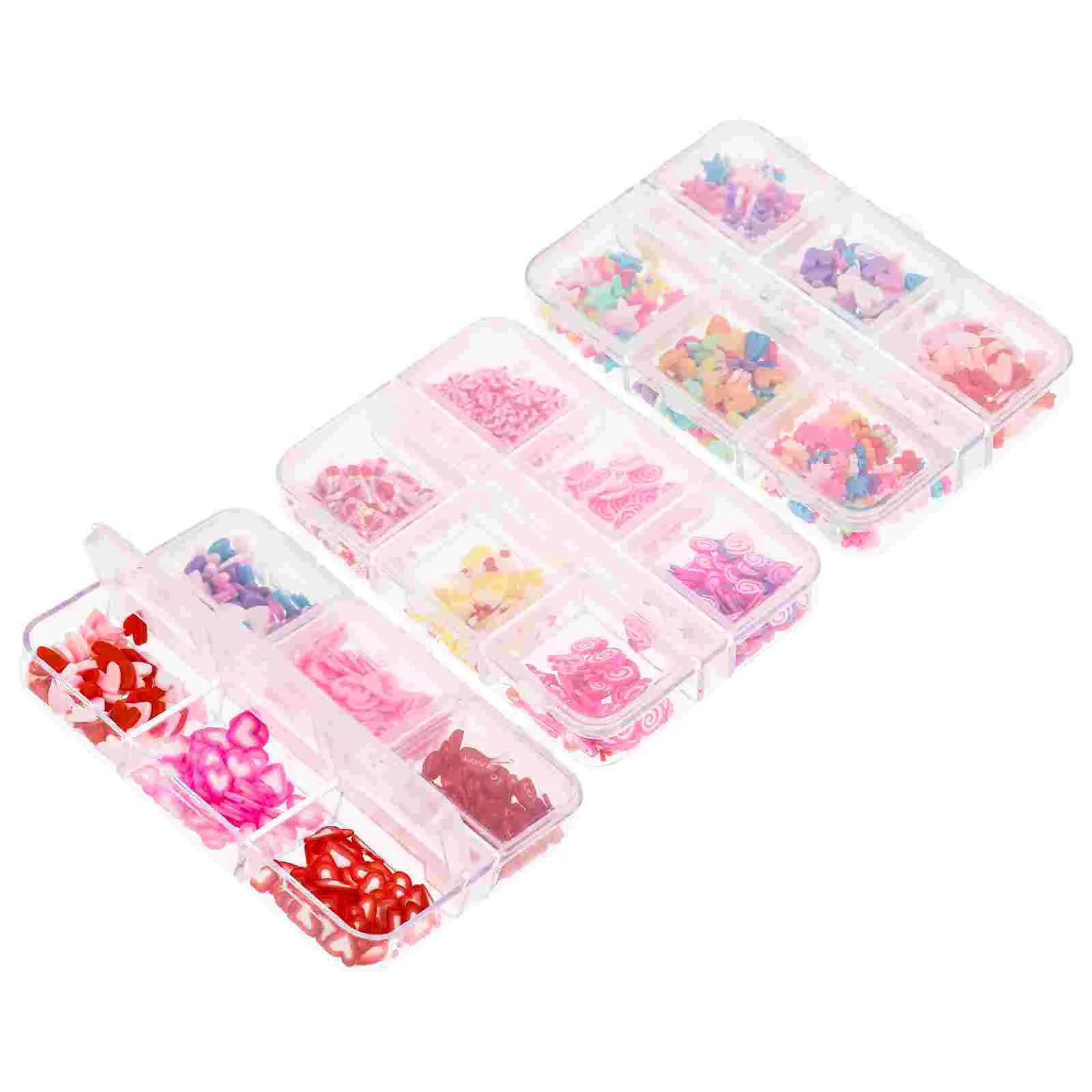 

3 Boxes Nail Heart Jewelry Decals Stickers Decorate Supplies Polymer Clay Decorative for Nails