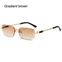 Chic Unisex Frameless Rectangle Sunglasses - Trendy Retro Shades with UV400 Protection (Gradient brown)