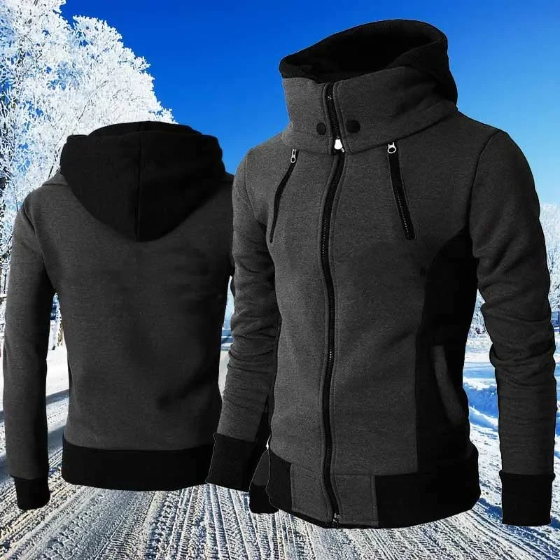 

Men's fashion Jacket Zipper Lapel Long Sleeve Jacket Casual Coats New Trend Fashion Hooded Hoodies Tops Male Hooded Coat