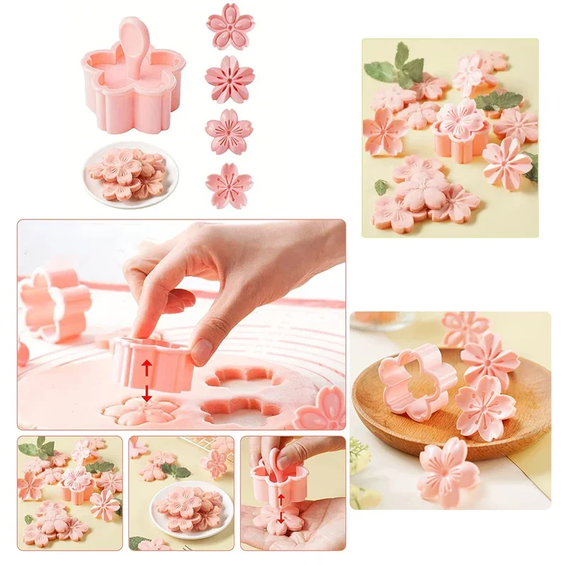 Cherry Blossom Cookie Cutter Fondant Stamp Floral Biscuit DIY Baking Tool Cake Decoration Pastry Mold cookie cutter,baking mold,cookie mould,cookie printing mold,fondant cutter,baking decorating tools,cookie maker press kit