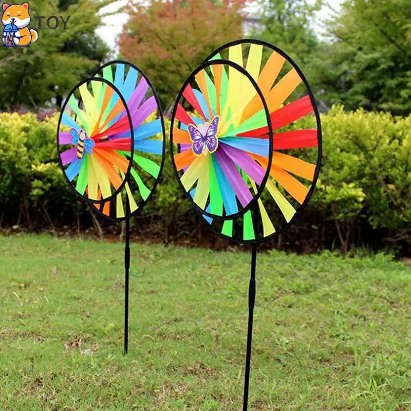 1pc Colorful Polyester Wheel Windmill for Children Outdoor Activities and Garden Decoration Kids Windmill Toys