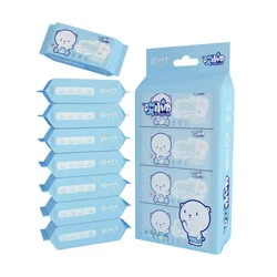 64pcs Portable Travel Size Disposable Hand and Mouth Cleaning Wipes - 8 packs (Blue)