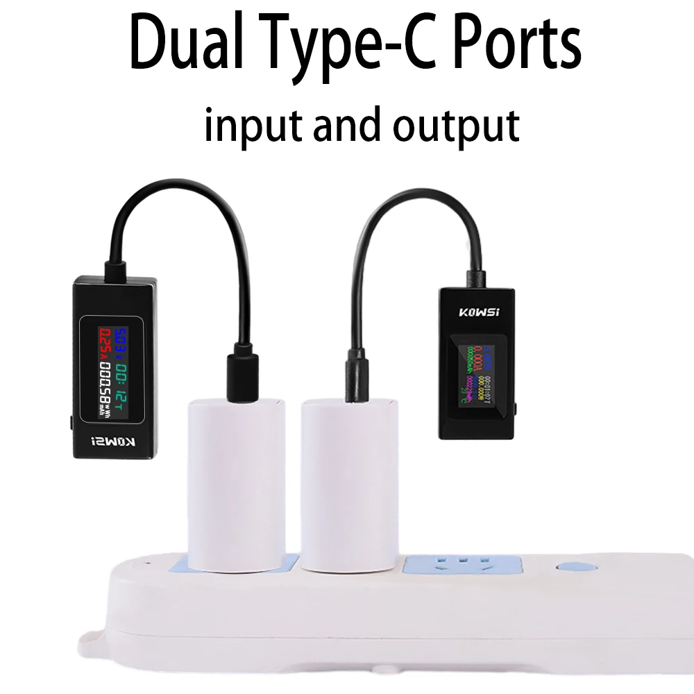 Double Type-C Tester DC Digital Voltmeter Amperimetor Voltage Current Meter Ammeter Detector Power Bank Charger Indicator digital multimeter,digital voltmeter,voltage tester,digital current meter,multimeter tester