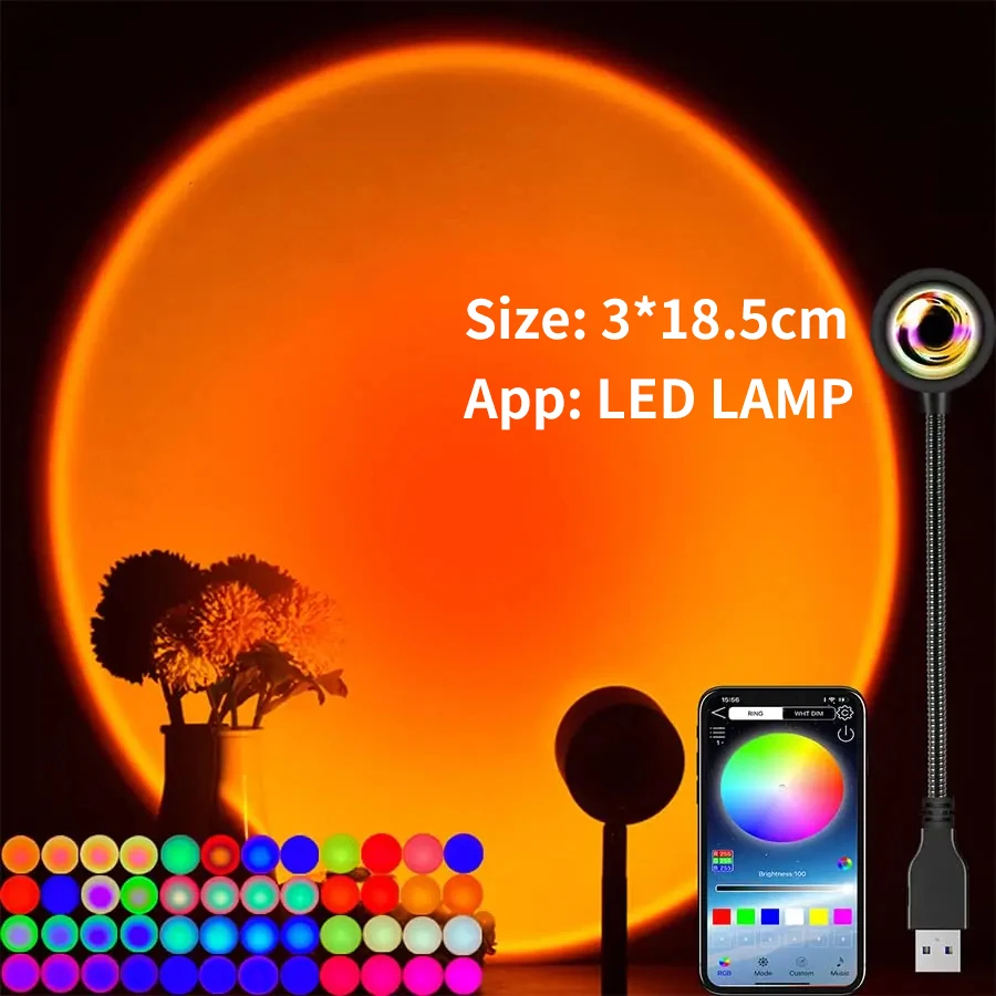 Rotatable Spotlight Sunset Projector Lamp LED Night Light RGB Tuya Smart Life App Remote Control Mood Light Party Photography 6