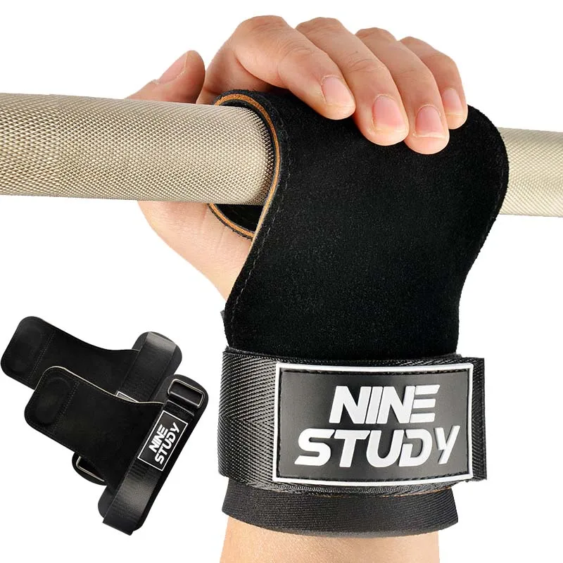 Leather Weight Lifting Gloves Power Lifting Straps Threelayer Thickening for Deadlifts Palm