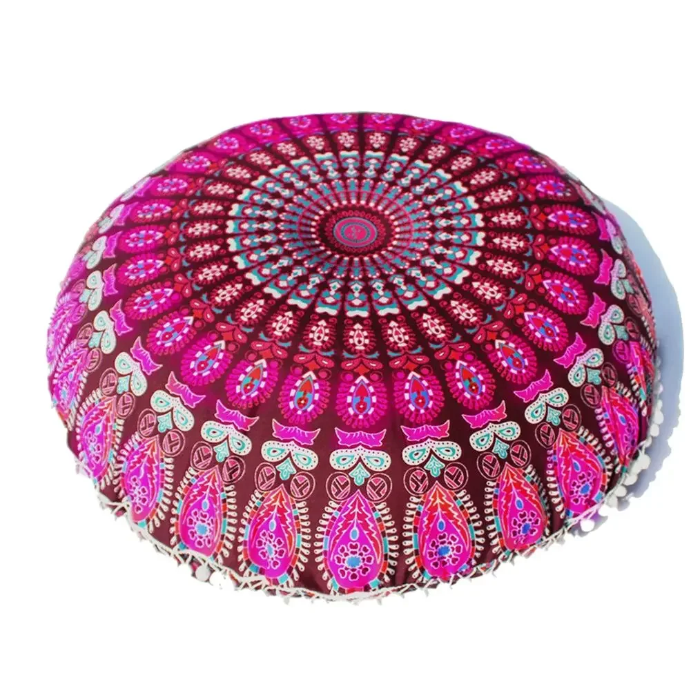 43x43cm Round Cushion Cover Thicken Round Linen Office Chair Cushion Cover Tatami Meditation Cushion Sofa Pillowcase Home Decor 4