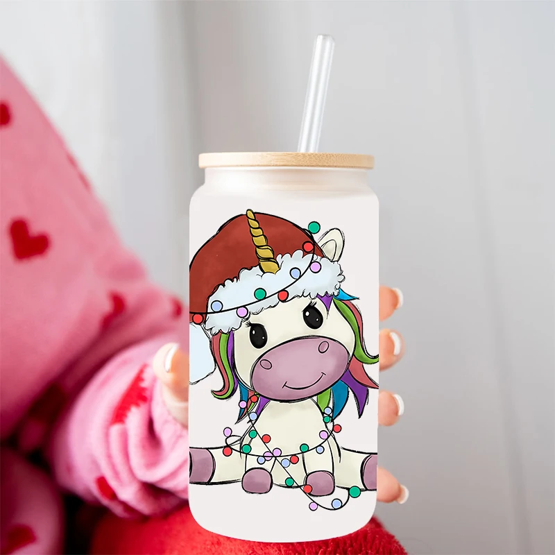 UV DTF Snowman, koala Transfer Happy Juice Printed Sticker For The 16oz Libbey Glasses Wraps Bottles D4023