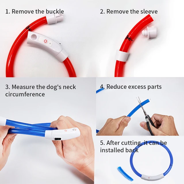 USB Rechargeable LED Fiber Optic Collar for Pets Luminous Anti-Lost Dog Accessory Outdoor Light Collar 5