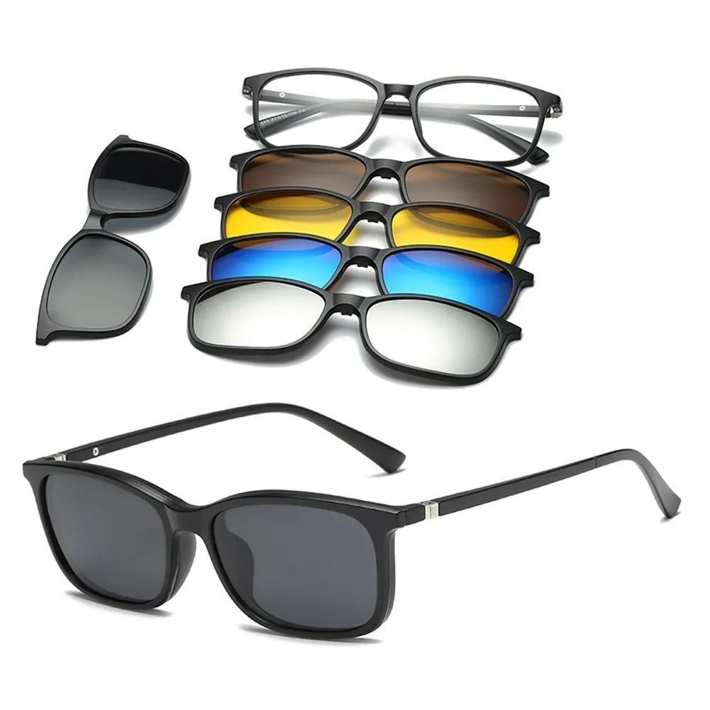 6 In 1 Custom Men Women Polarization Optical Magnetic Sunglasses Magnet Clip On Sunglasses Polarization Clip On SunGlasses Frame 3
