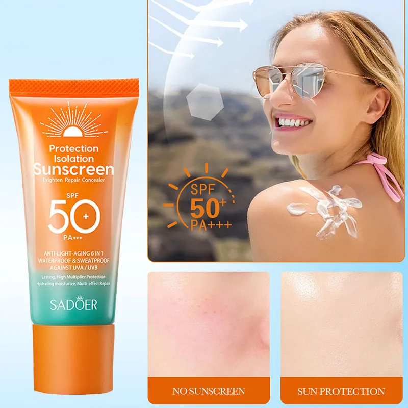 Dual tube multi effect repair and isolation sunscreen UV resistant waterproof sweat resistant long-lasting sun protection 50g