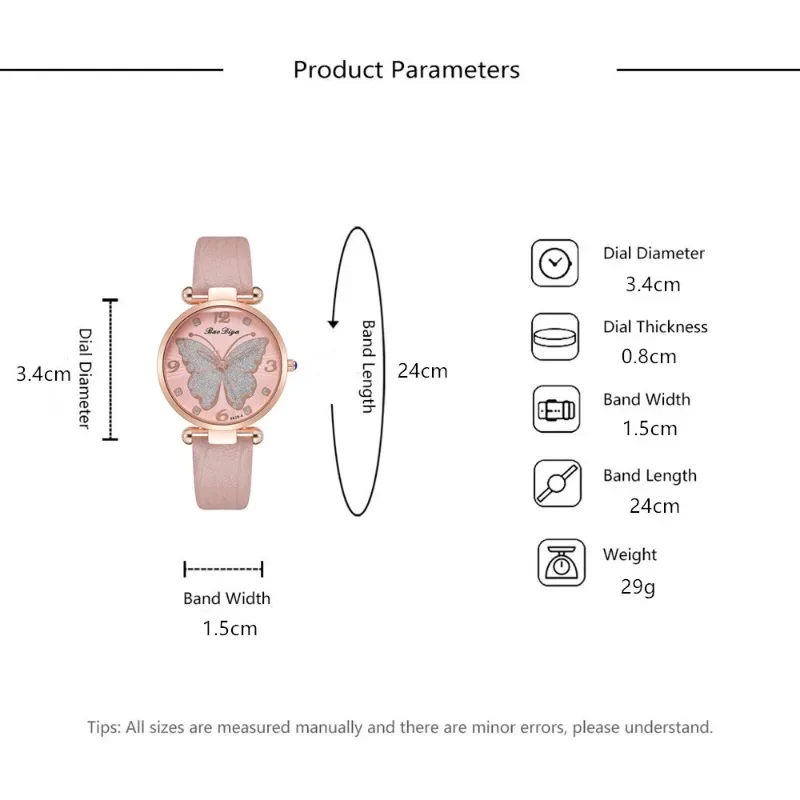 Butterfly Pattern Quartz Women's Watch PU Leather Strap Glitter MultiColor Watch Fashionable Ladies' Gift 2024 Reloj De Mujer 6