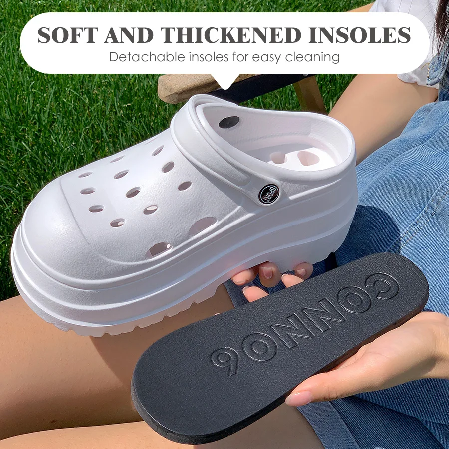 Cave shoes for women with thick soles and increased height for external wear. New summer silent and anti slip beach sandals 5