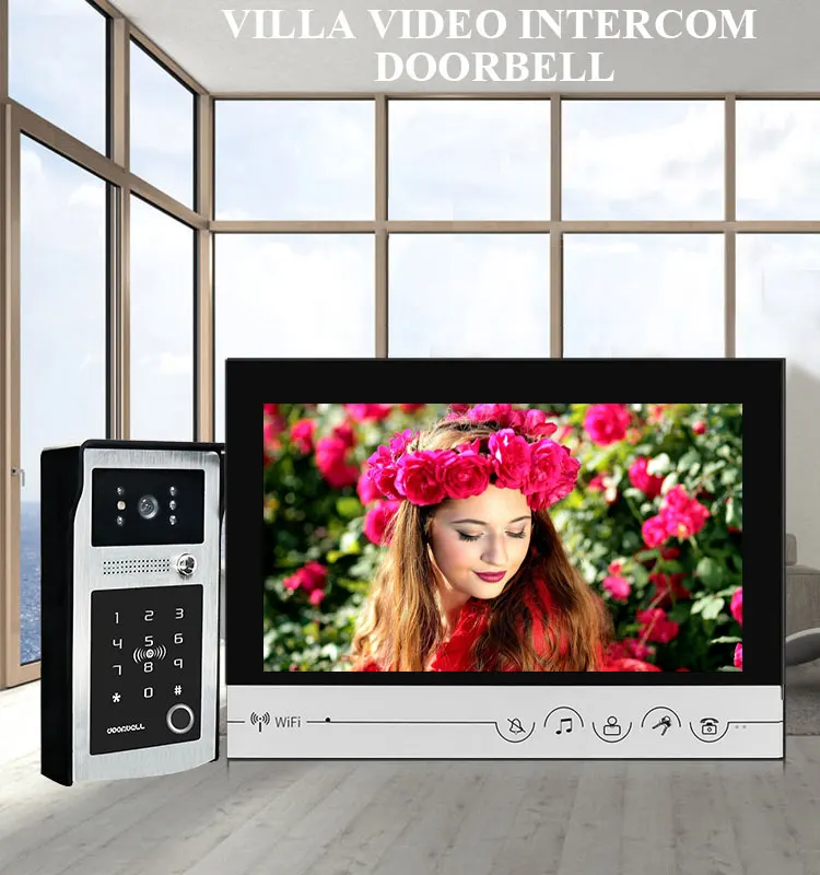 

9Inch TFT Monitor Wired WIFI IP Doorbell Rifd Card/Password Acess Control Video Door Phone Intercom Visual Peephole Viewer