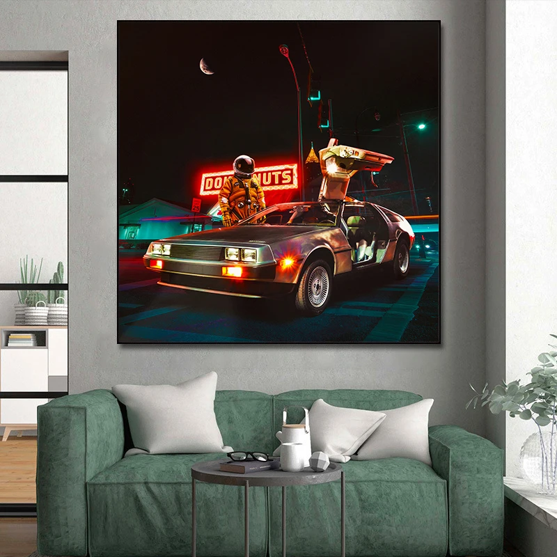 

Classic Car Racer Night View Canvas Painting Pictures Abstract Posters and Prints Wall Art for Living Room Home Decor Cuadros