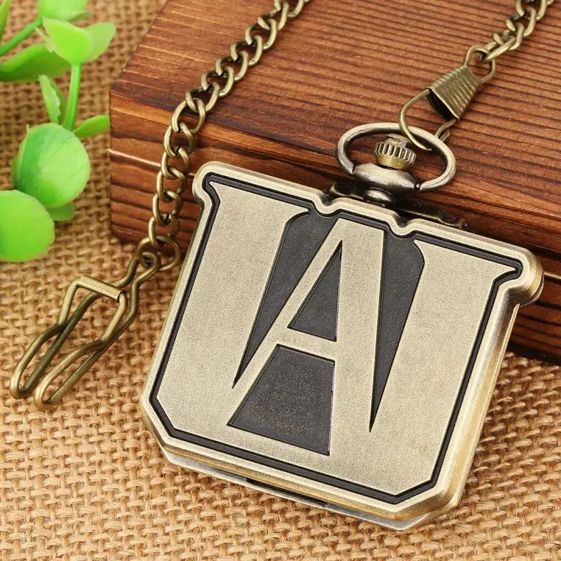 Bronzo My Hero Academia Anime Orologio Da Tasca Al Quarzo A Forma Quadrata In Lega Di Metallo Steampunk Orologio Da Uomo Con Catena Orologio Antico Vi