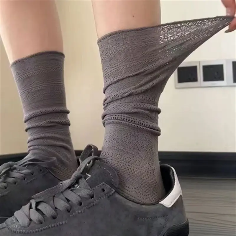 Sweet Mesh Hollowed Out White Pile Socks