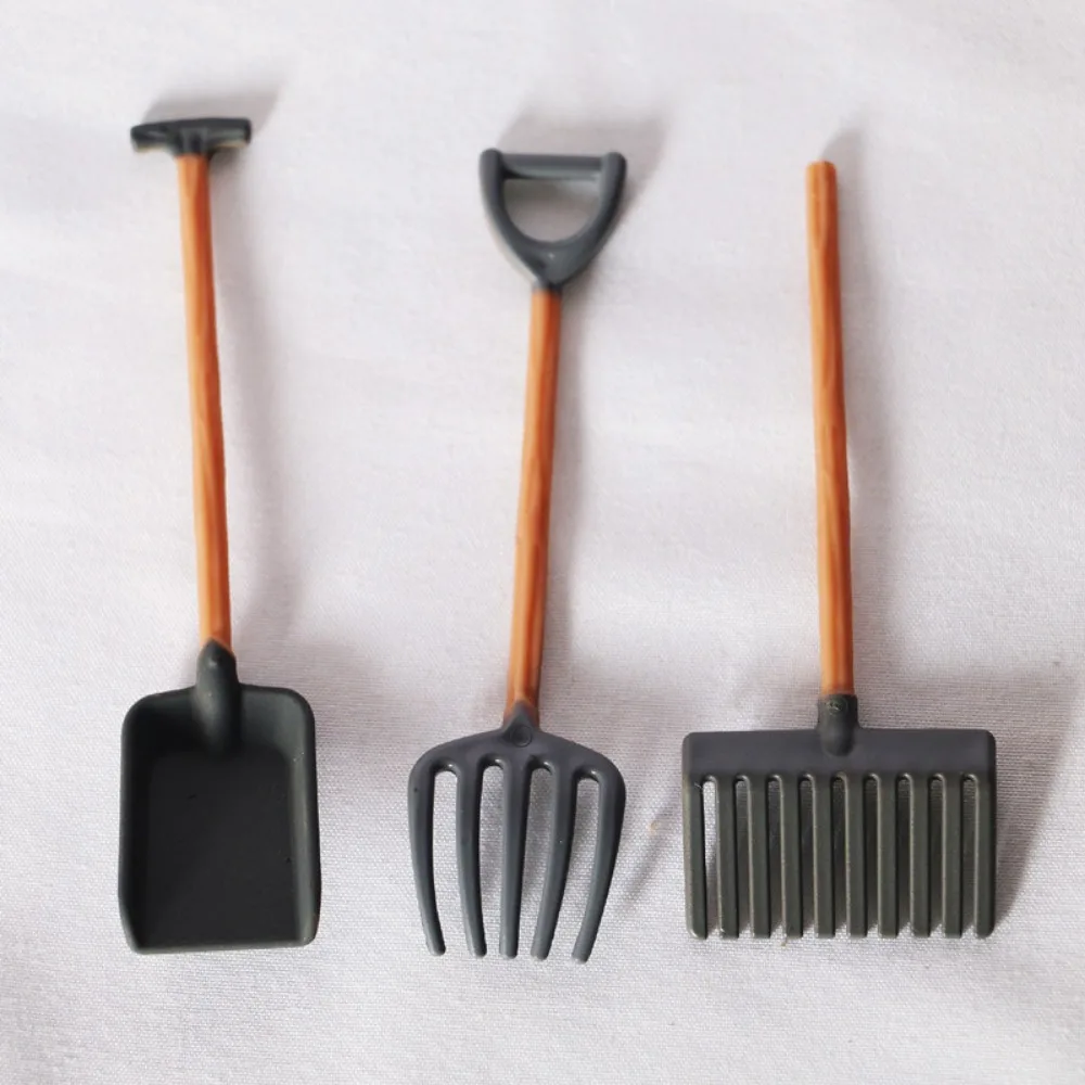 Miniature Dollhouse Vegetable Farm Set with Shovel and Rake Accessories