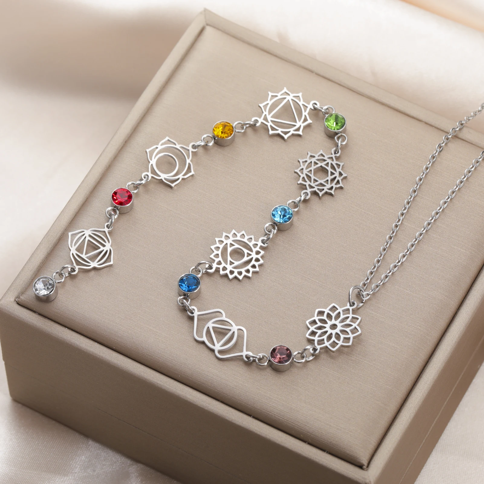 7 Chakra Pendant Choker Necklace 5