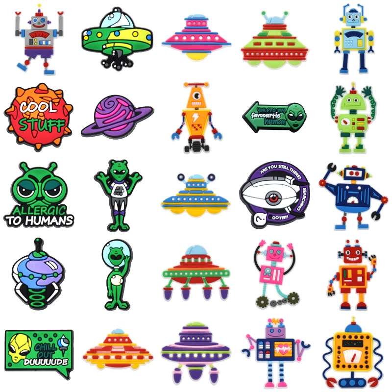 

New 1Pcs PVC Robot for Crocs Charms Badge Unisex Sandals Buckle Kids Pins Decoration Jeans Shoe Accessories X-mas Gift Wholesale