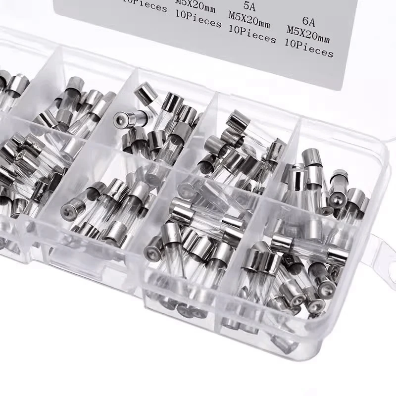 100pcs 5X20mm glass fuse gift box set with 10 different resistance values and 10 fuse tubes each 0.2A~20A