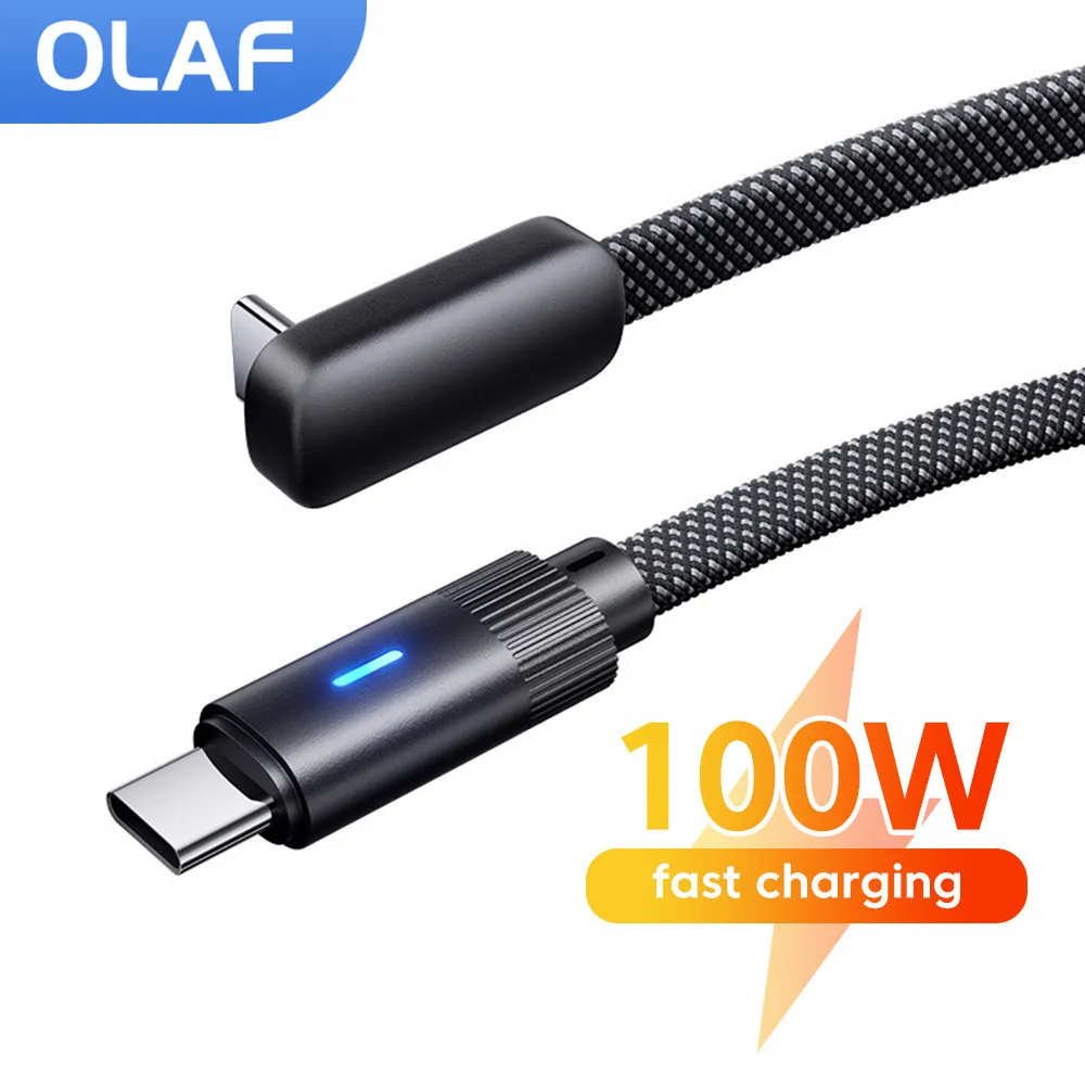 รูปสินค้า สายชาร์จ Type-C 100W ชาร์จเร็ว สายแบน L-Shape สำหรับมือถือ