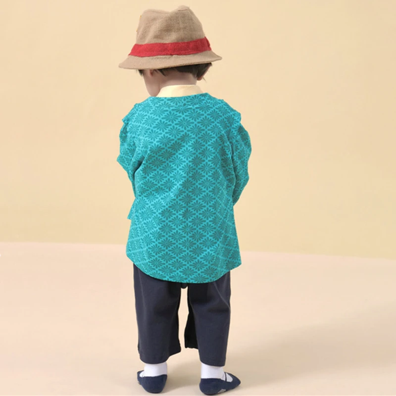 Boys' Kimono Set Traditional Costume Kimono For Weddings Graduations Cherry And Autumn Festivals Baby Boy Spring Outfit