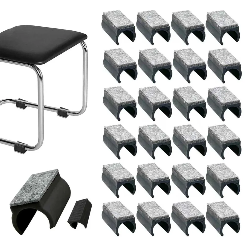24pcs Silent Felt Chair Gliders with U-Shaped Foot Pads