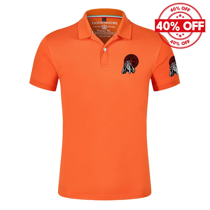 Summer Mens Slim Fit Polo Shirt Knights Templar Pattern